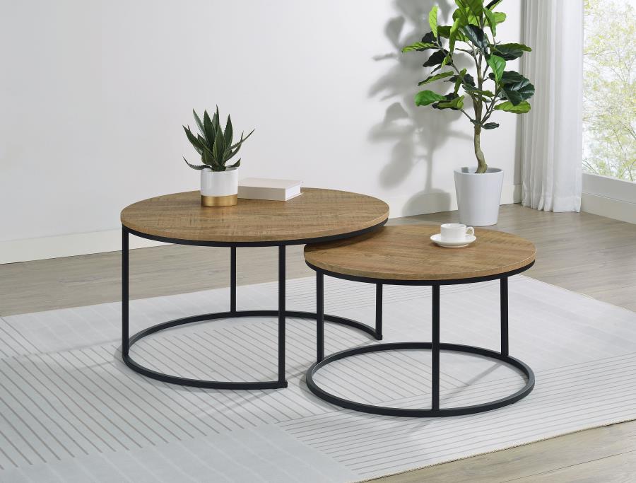 Lainey 2-piece Round Nesting Coffee Table Mango-zoom-2