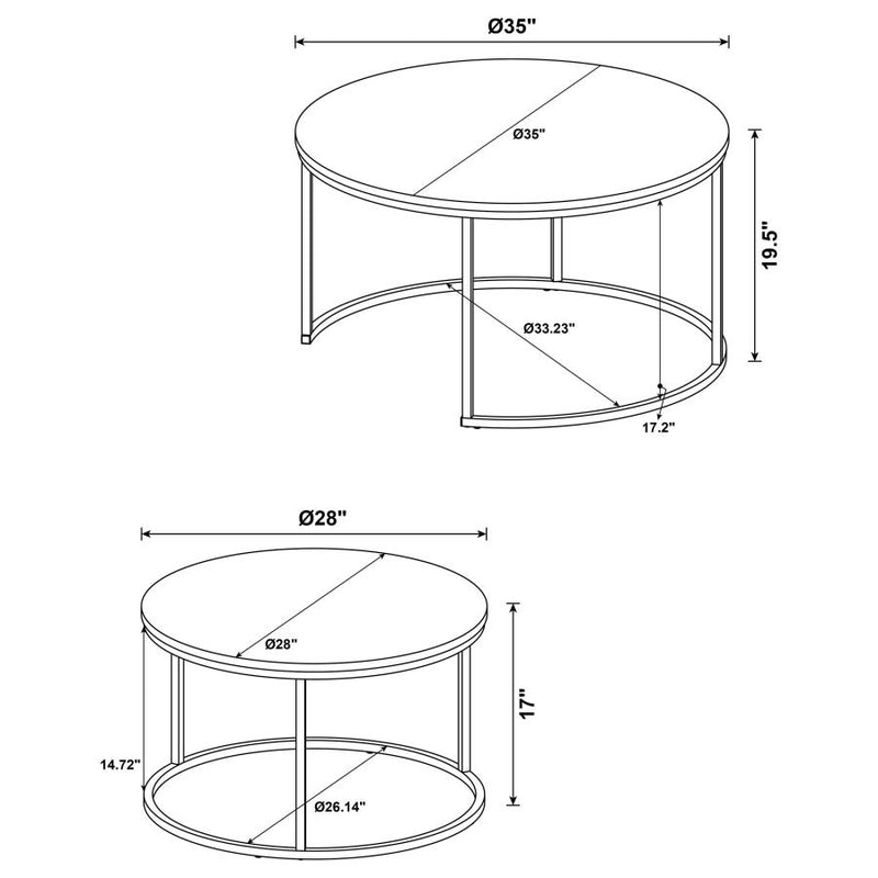 Lainey 2-piece Round Nesting Coffee Table Distressed Pine-zoom-
