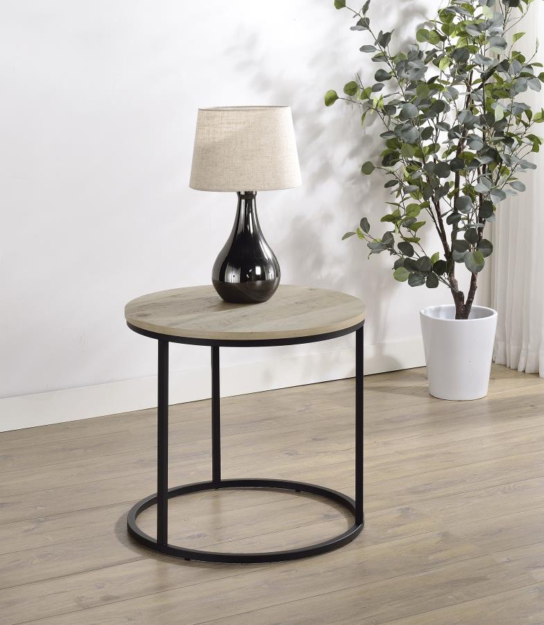 Lainey Round Occasional Side End Table Distressed Pine-2