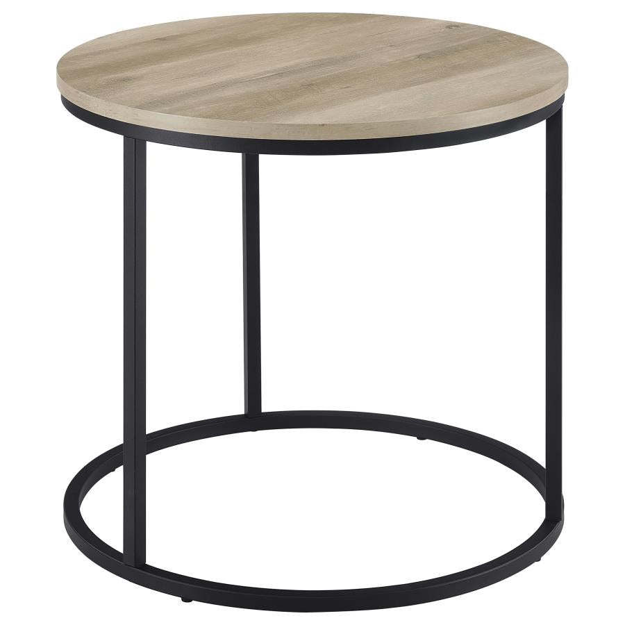 Lainey Round Occasional Side End Table Distressed Pine-zoom-1