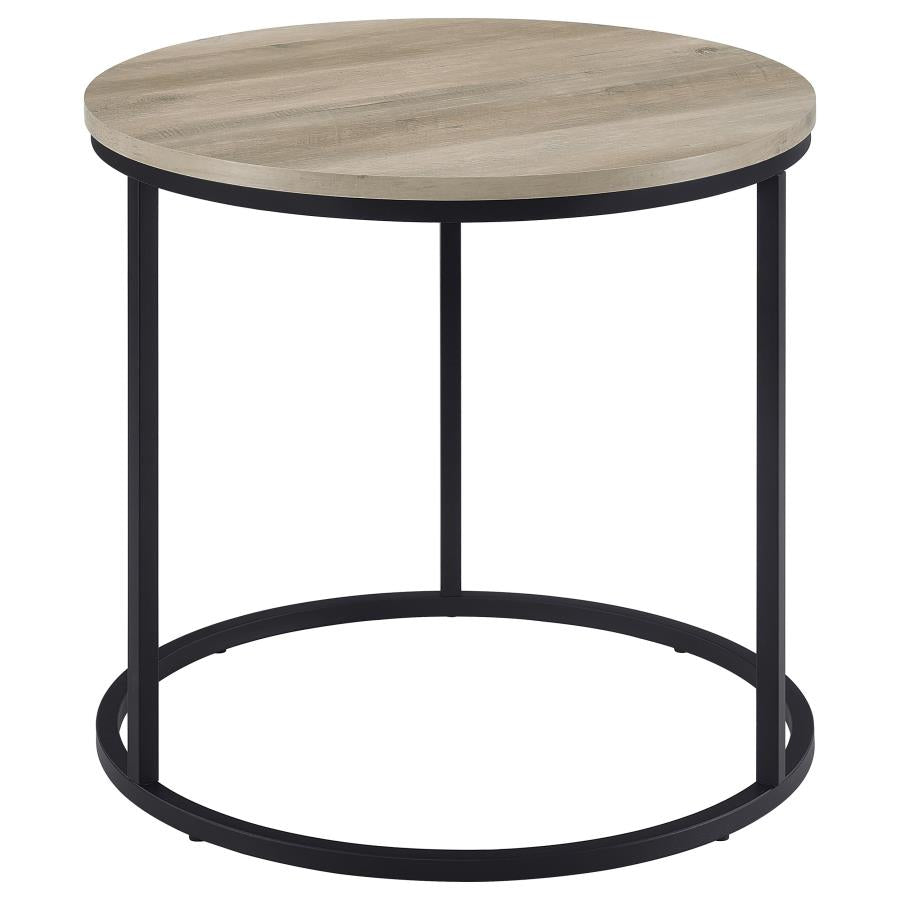 Lainey Round Occasional Side End Table Distressed Pine-3