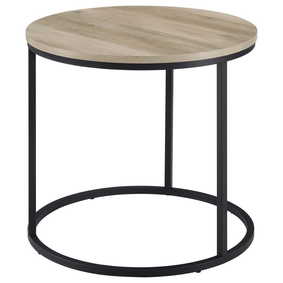Lainey Round Occasional Side End Table Distressed Pine-zoom-4