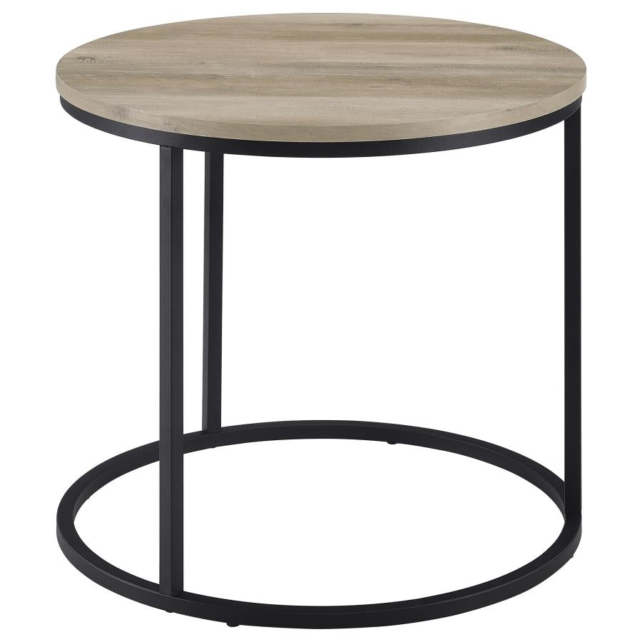 Lainey Round Occasional Side End Table Distressed Pine-5