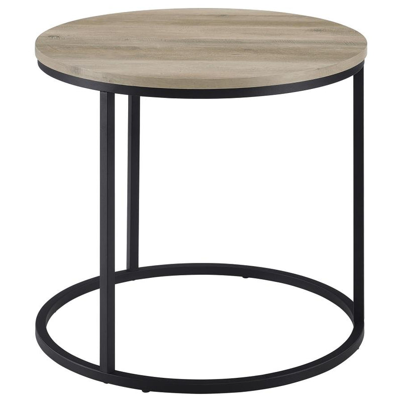 Lainey Round Occasional Side End Table Distressed Pine-zoom-