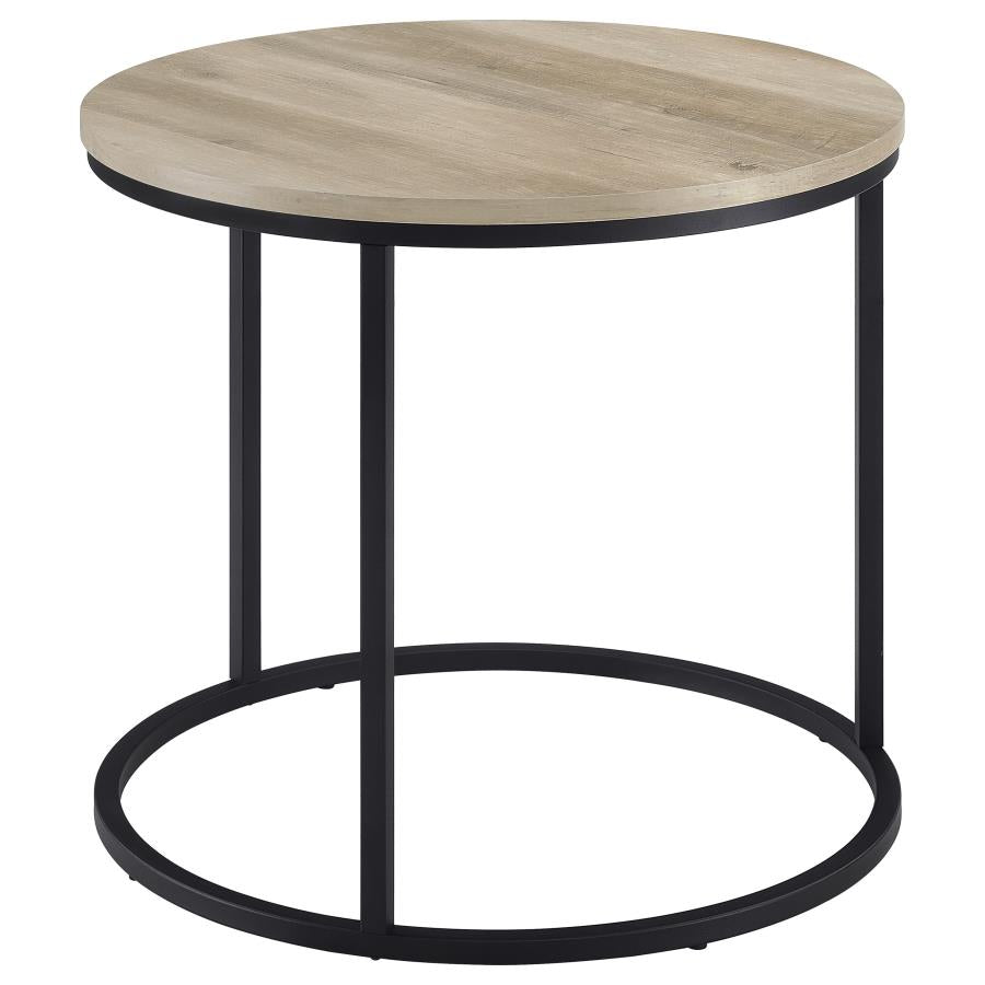 Lainey Round Occasional Side End Table Distressed Pine-6
