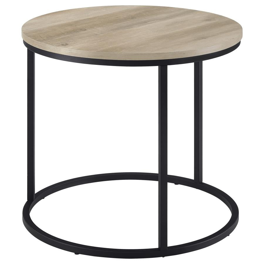 Lainey Round Occasional Side End Table Distressed Pine-7