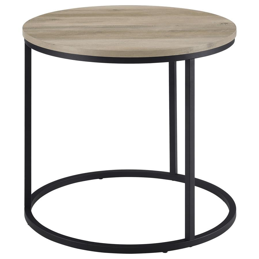 Lainey Round Occasional Side End Table Distressed Pine-8