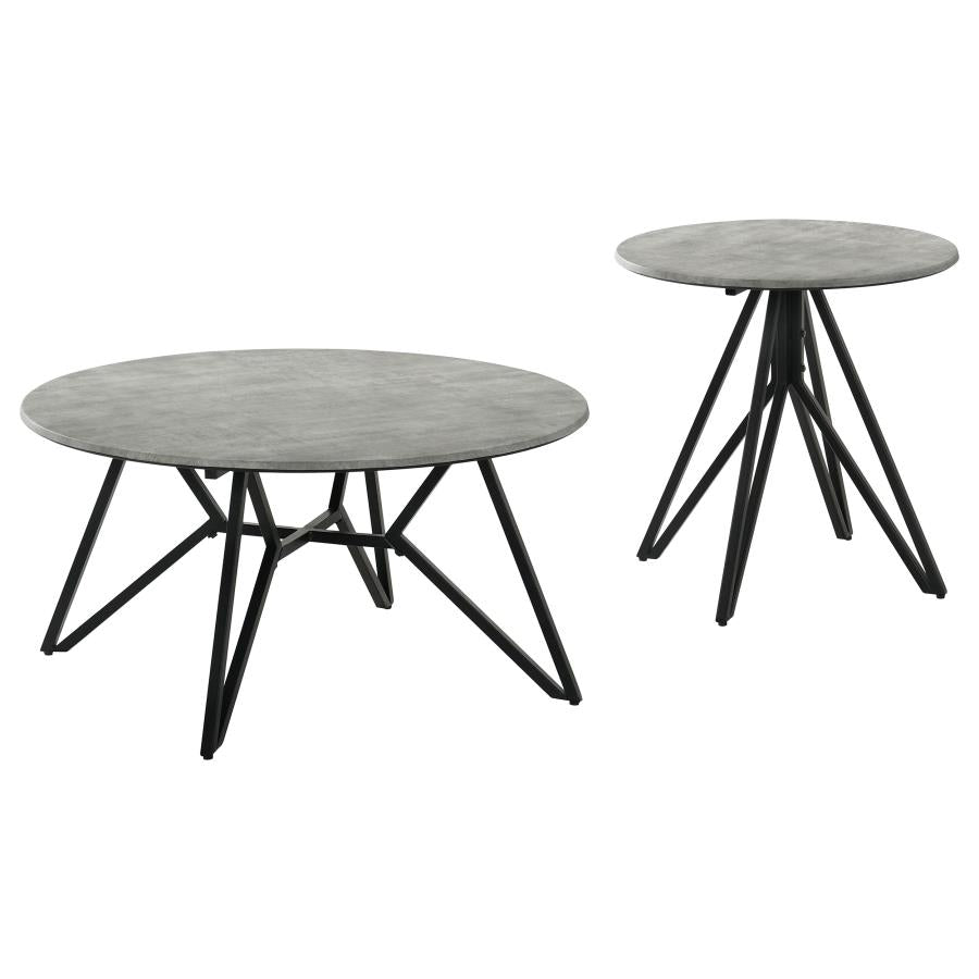 Hadi 2-piece Round SmartTop Coffee and End Table Set Cement-zoom-2