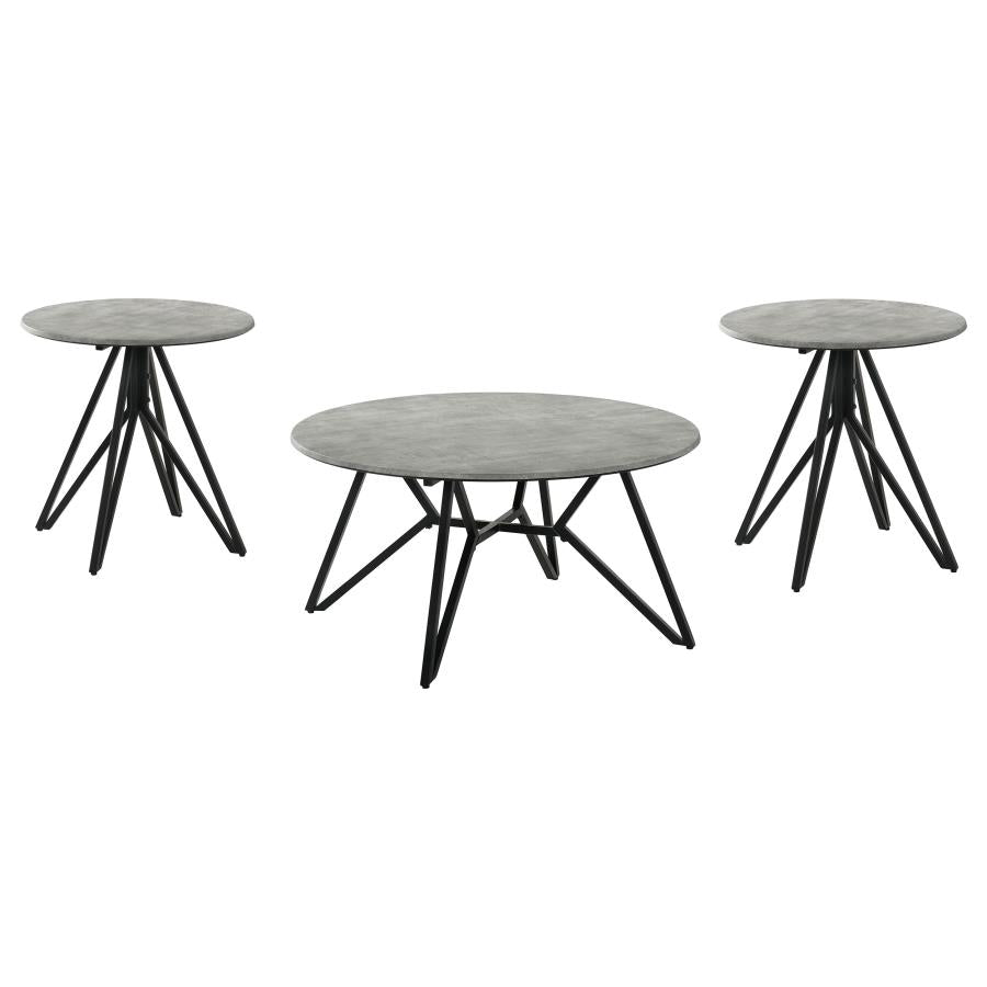 Hadi 3-piece Round SmartTop Coffee and End Table Set Cement-zoom-2