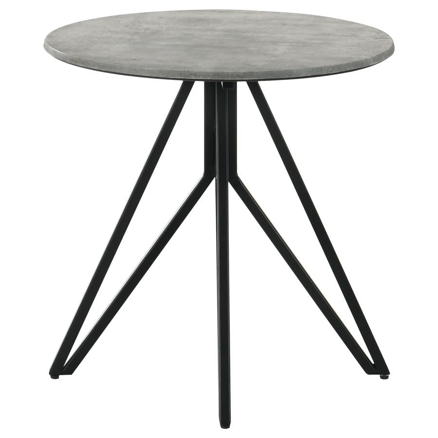 Hadi 3-piece Round SmartTop Coffee and End Table Set Cement-4
