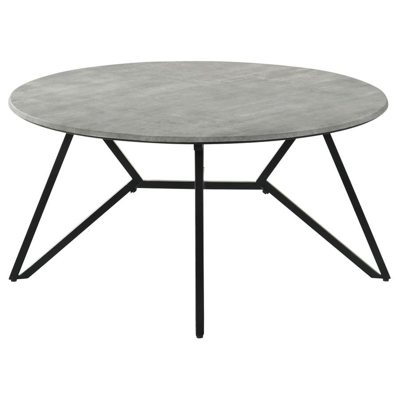 Hadi Round SmartTop Coffee Table Cement and Gunmetal-zoom-