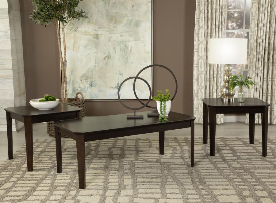 Amaro 3-piece Coffee and End Table Set Dark Brown-1