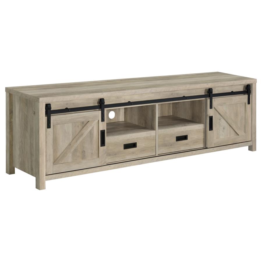 Madra 2-door Engineered Wood 79-inch TV Stand Distressed Pine-zoom-1