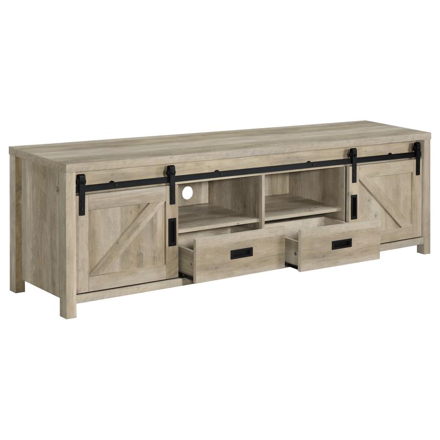 Madra 2-door Engineered Wood 79-inch TV Stand Distressed Pine-3