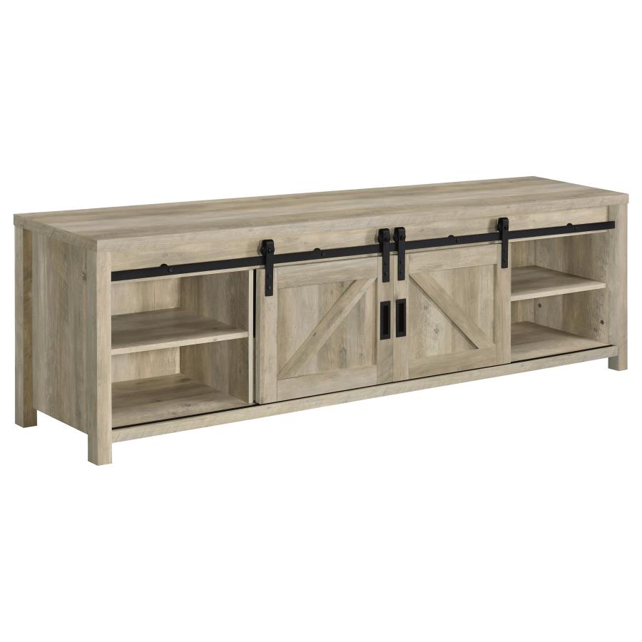 Madra 2-door Engineered Wood 79-inch TV Stand Distressed Pine-4