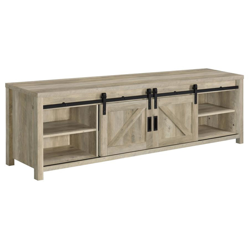 Madra 2-door Engineered Wood 79-inch TV Stand Distressed Pine-zoom-