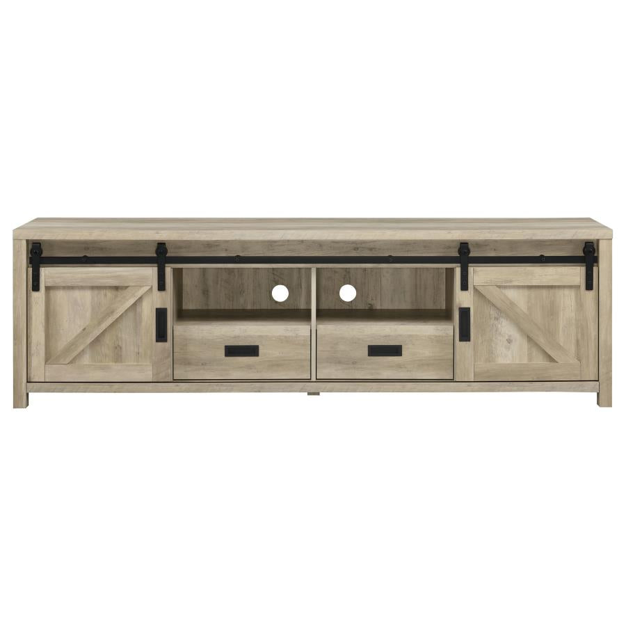 Madra 2-door Engineered Wood 79-inch TV Stand Distressed Pine-5