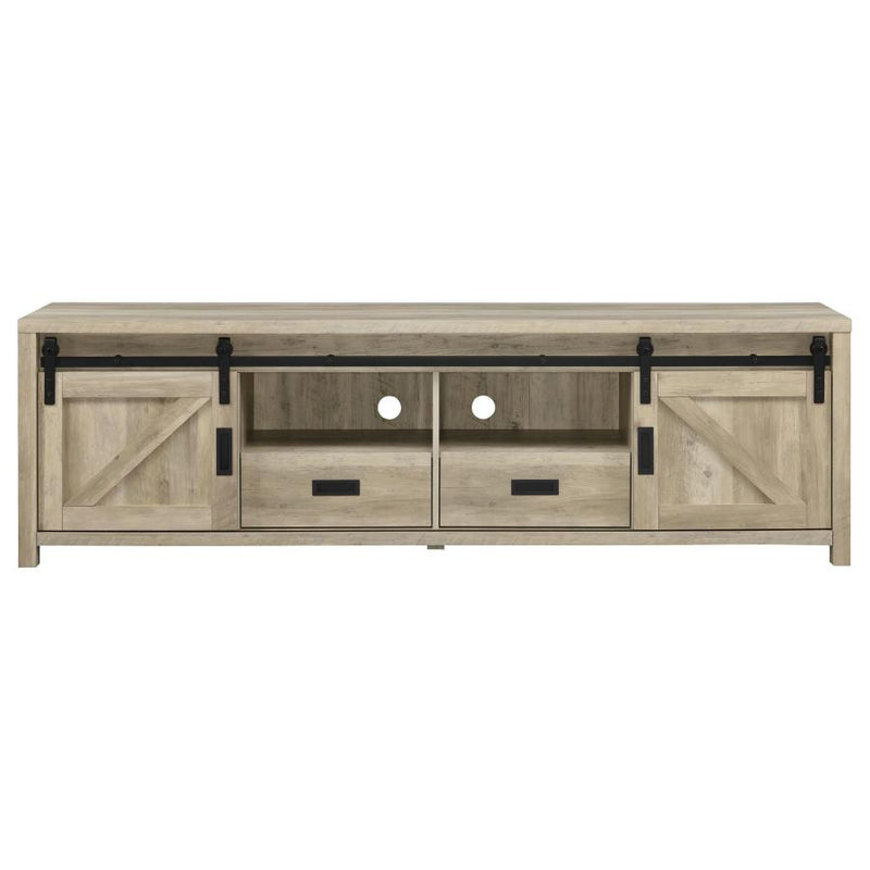 Madra 2-door Engineered Wood 79-inch TV Stand Distressed Pine-zoom-