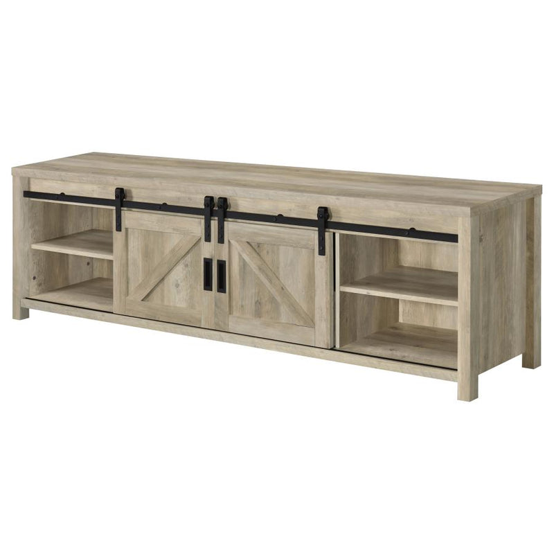 Madra 2-door Engineered Wood 79-inch TV Stand Distressed Pine-zoom-