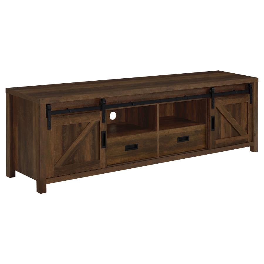 Madra 2-door Engineered Wood 79-inch TV Stand Dark Pine-zoom-1