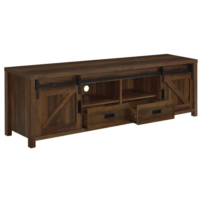 Madra 2-door Engineered Wood 79-inch TV Stand Dark Pine-zoom-