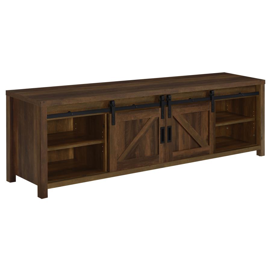 Madra 2-door Engineered Wood 79-inch TV Stand Dark Pine-4