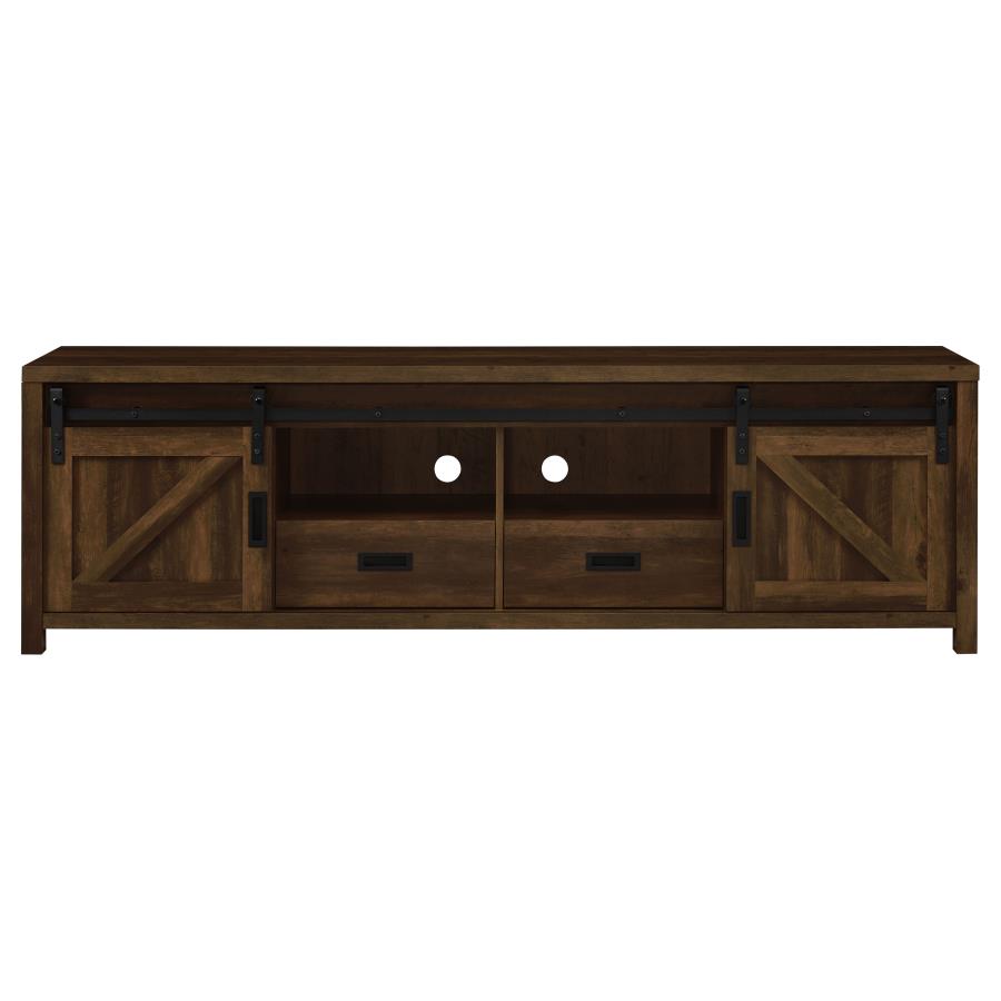Madra 2-door Engineered Wood 79-inch TV Stand Dark Pine-5
