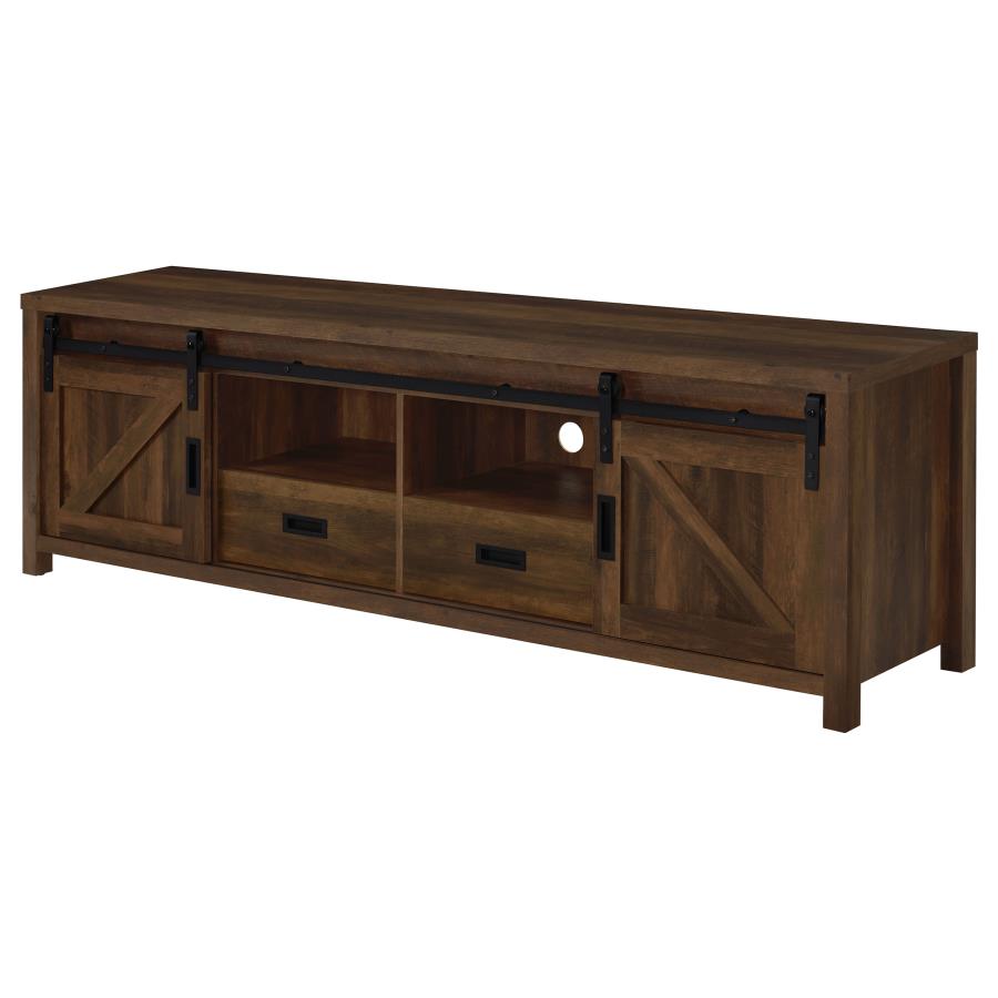 Madra 2-door Engineered Wood 79-inch TV Stand Dark Pine-6
