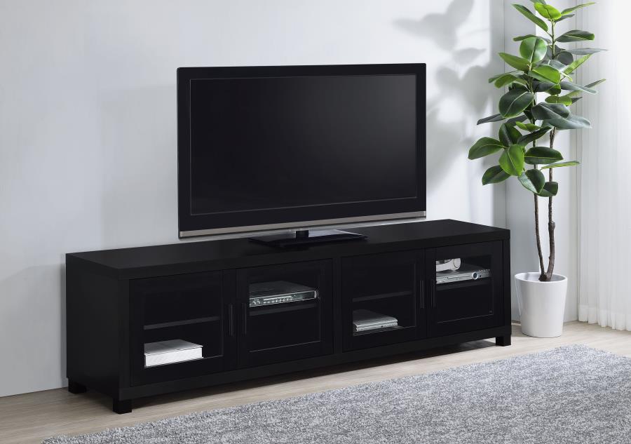 Jupiter 4-door Engineered Wood 79-inch TV Stand Black-zoom-2