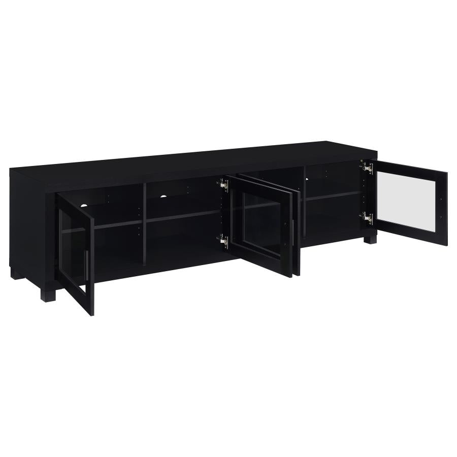 Jupiter 4-door Engineered Wood 79-inch TV Stand Black-3