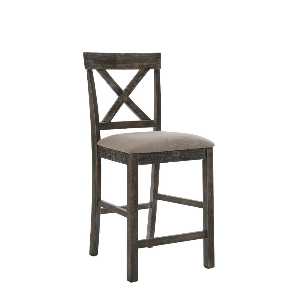 ACME Martha II Linen Counter Height Chair Set of 2 – front view – Lusso Furniture Miami