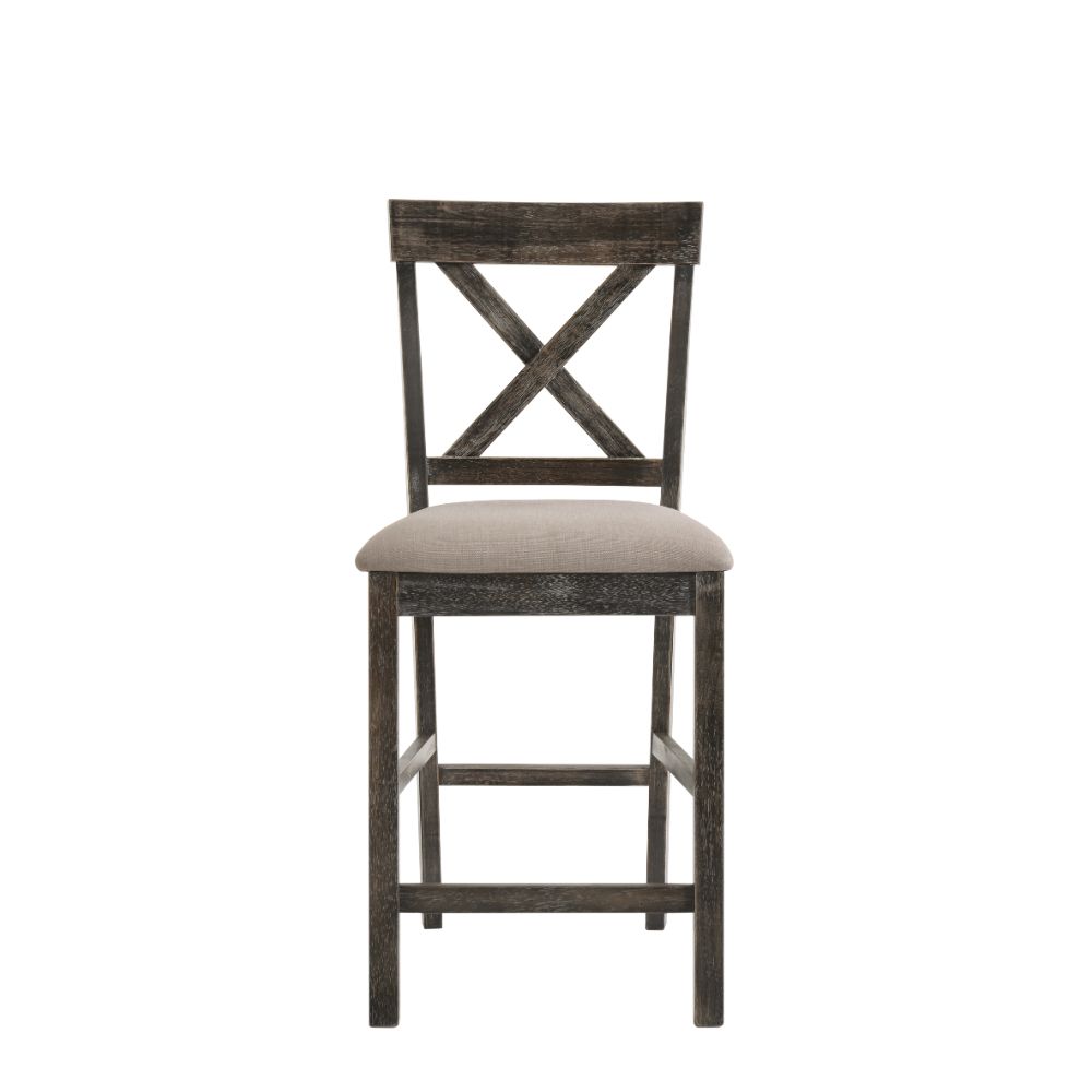 ACME Martha II Linen Counter Height Chair Set of 2 – angle view – Lusso Furniture Miami