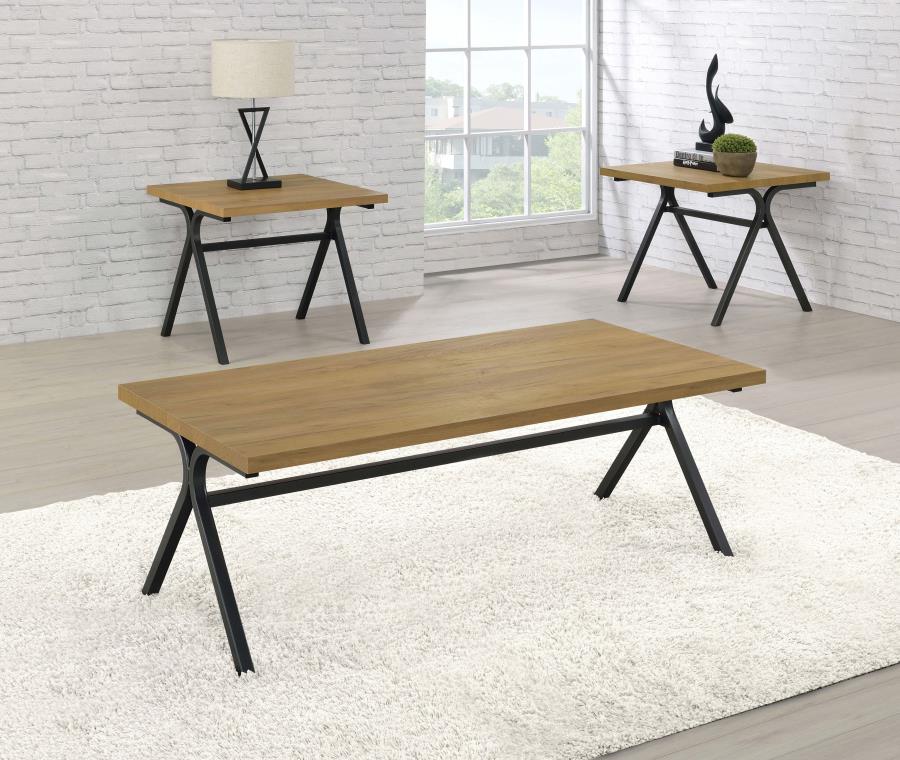 Colmar 3-piece Engineered Wood Coffee Table Set Golden Oak-1