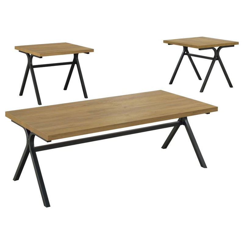 Colmar 3-piece Engineered Wood Coffee Table Set Golden Oak-zoom-