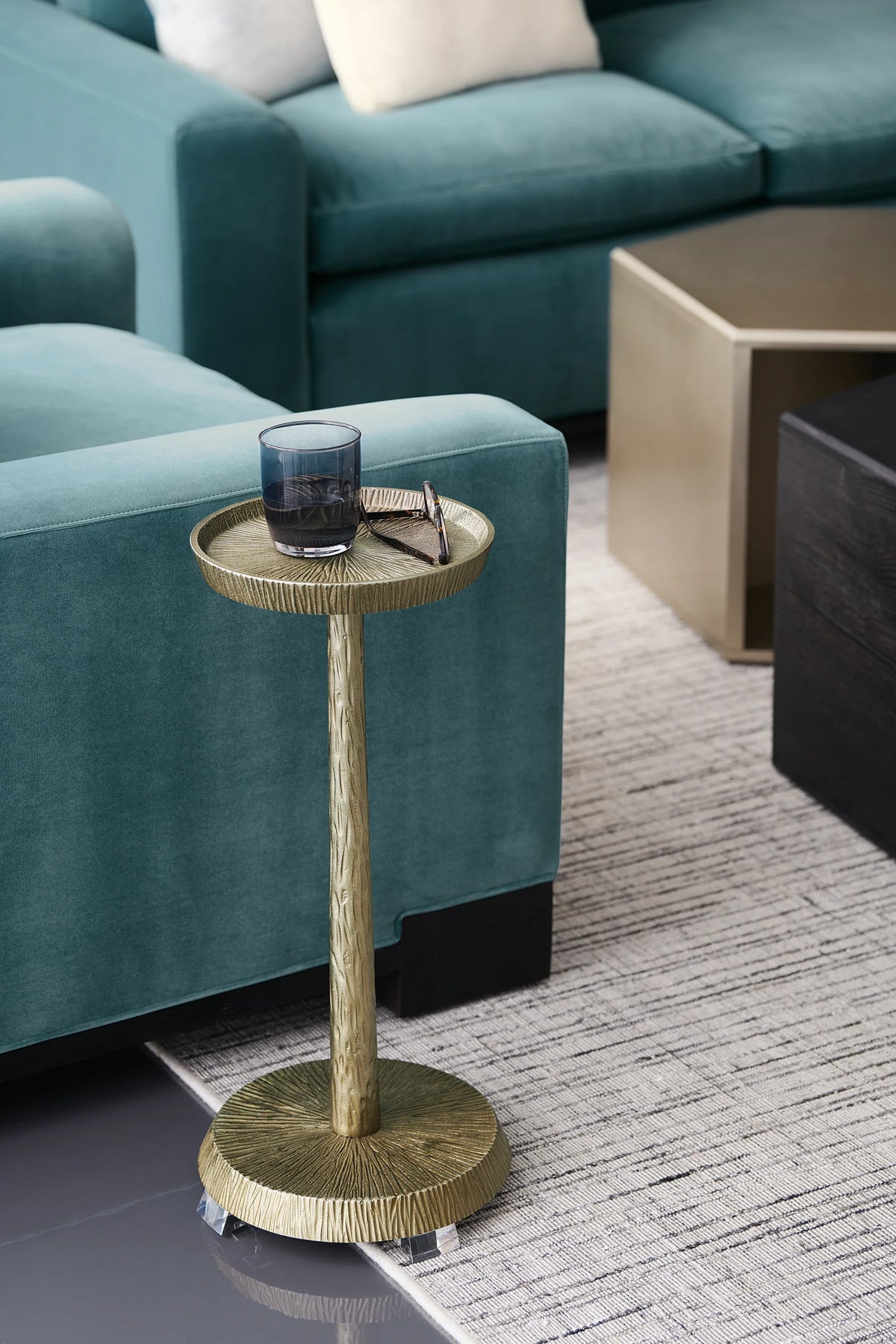 Caracole Remix Metal Spot Table – angle view – Lusso Furniture Miami
