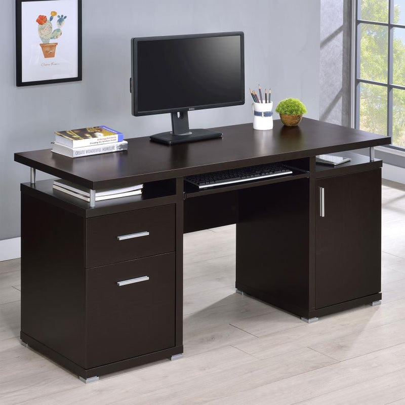 Tracy 55-inch 2-drawer Office Computer Desk Cappuccino-zoom-