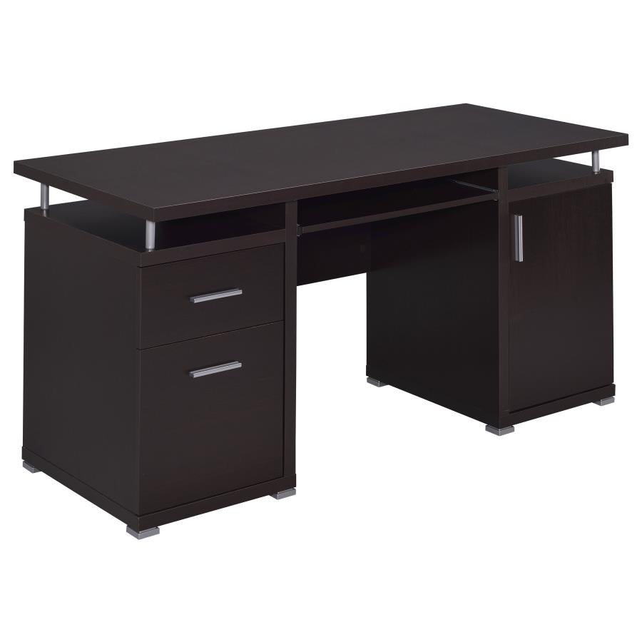 Tracy 55-inch 2-drawer Office Computer Desk Cappuccino-1