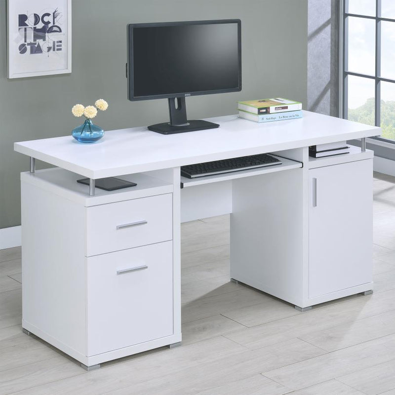 Tracy 55-inch 2-drawer Office Computer Desk White-zoom-