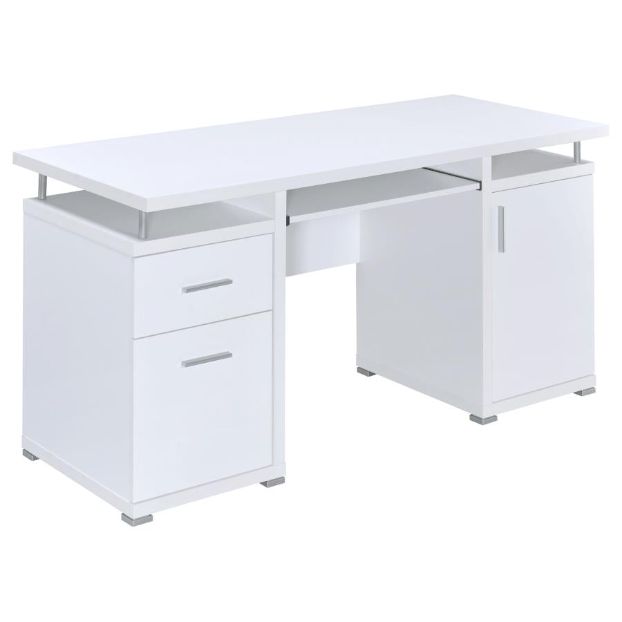 Tracy 55-inch 2-drawer Office Computer Desk White-zoom-1
