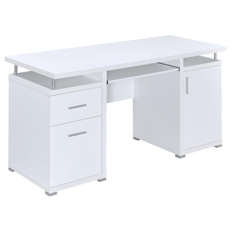 Tracy 55-inch 2-drawer Office Computer Desk White-zoom-