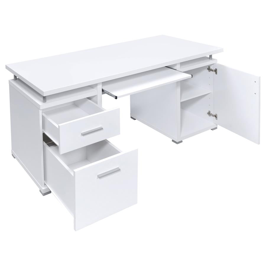 Tracy 55-inch 2-drawer Office Computer Desk White-3