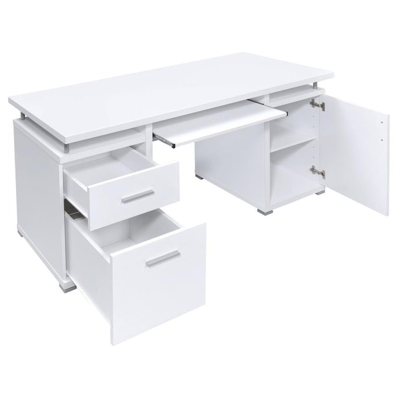 Tracy 55-inch 2-drawer Office Computer Desk White-zoom-