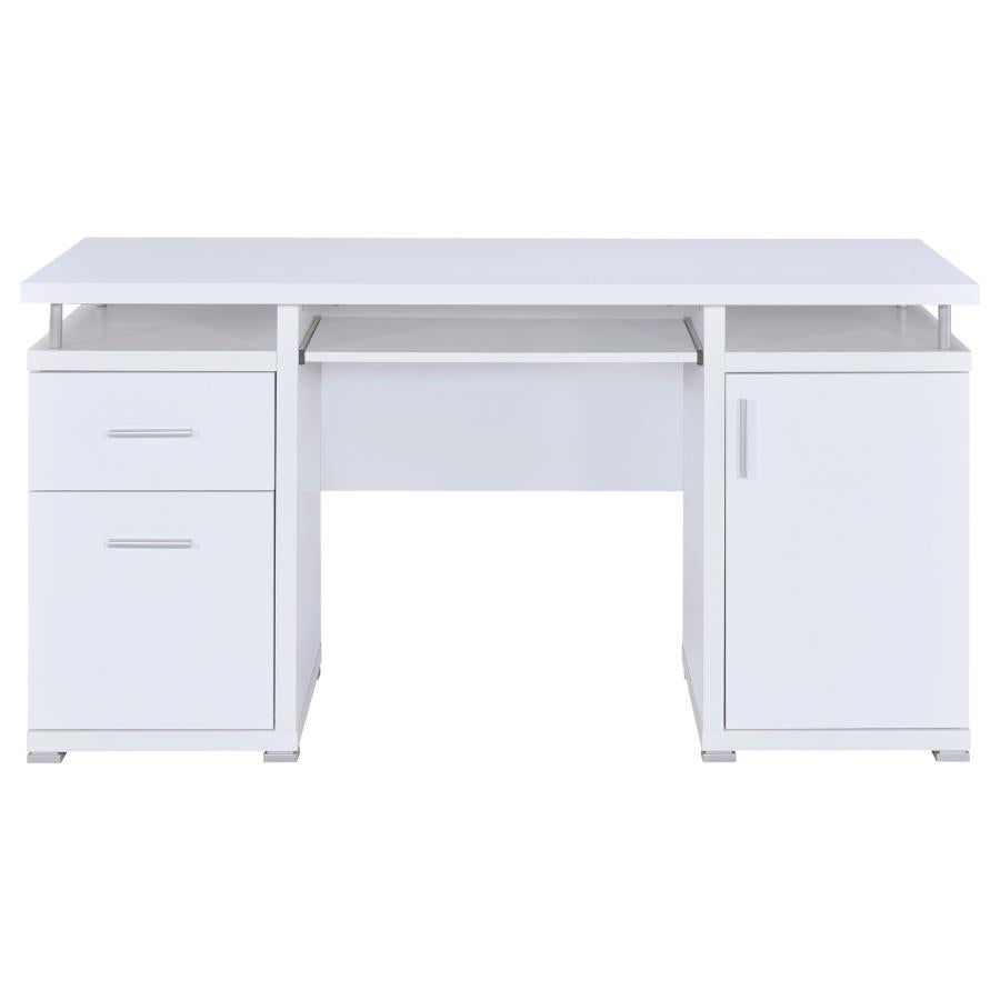 Tracy 55-inch 2-drawer Office Computer Desk White-zoom-4