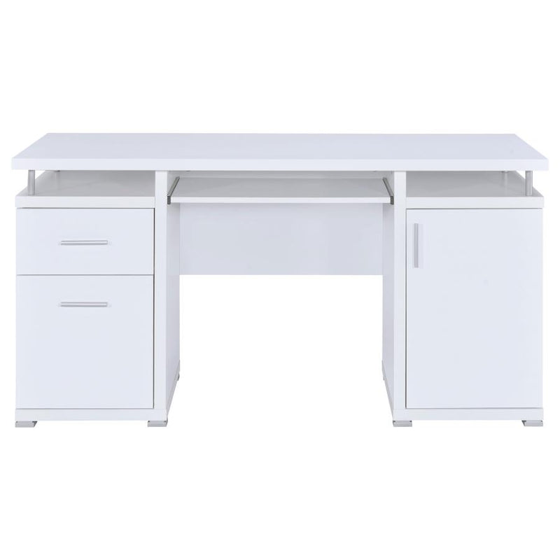 Tracy 55-inch 2-drawer Office Computer Desk White-zoom-