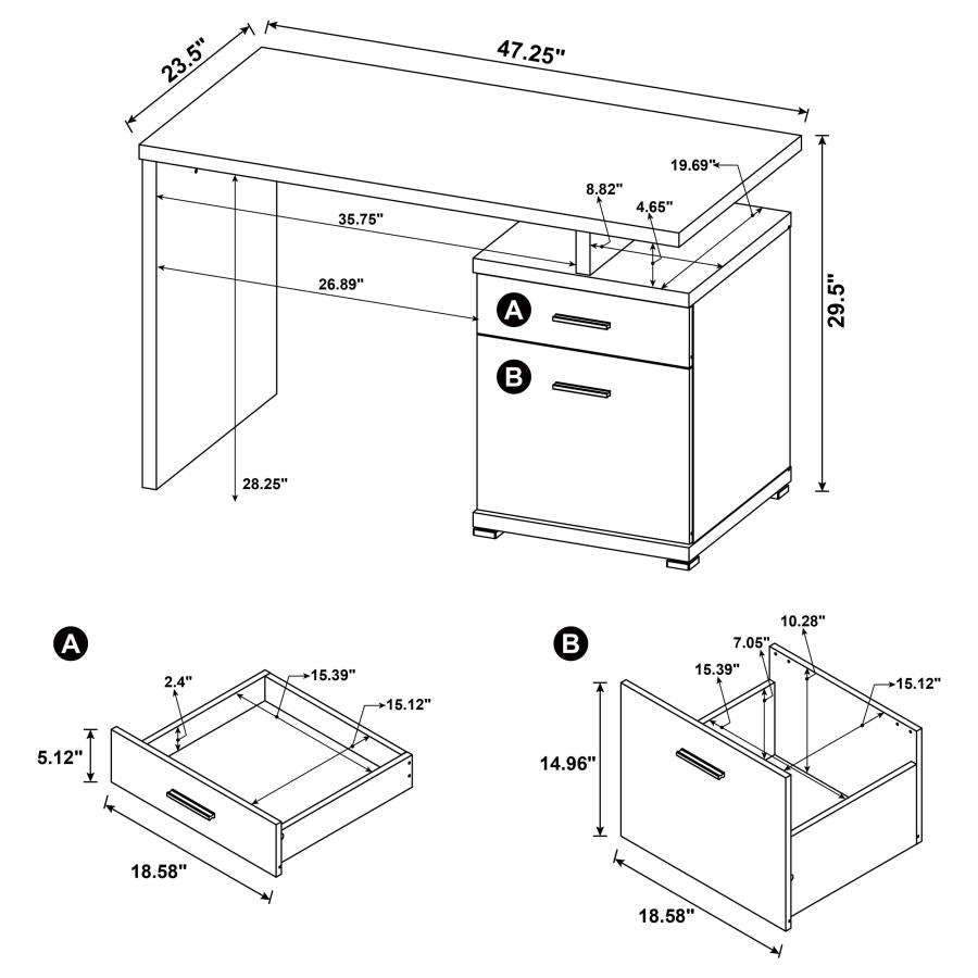 Irving 47-inch 2-drawer Office Computer Desk Cappuccino-zoom-12