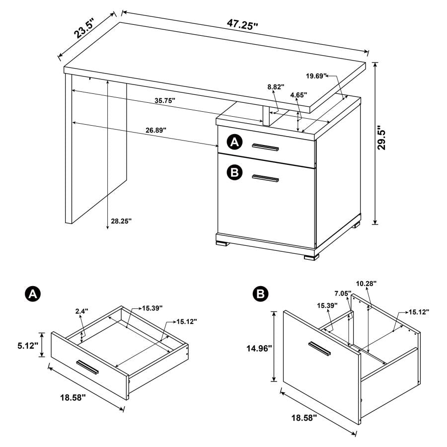 Irving 47-inch 2-drawer Office Computer Desk White-zoom-12