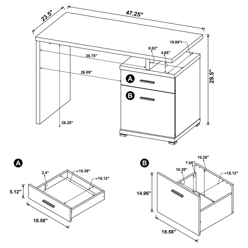 Irving 47-inch 2-drawer Office Computer Desk White-zoom-