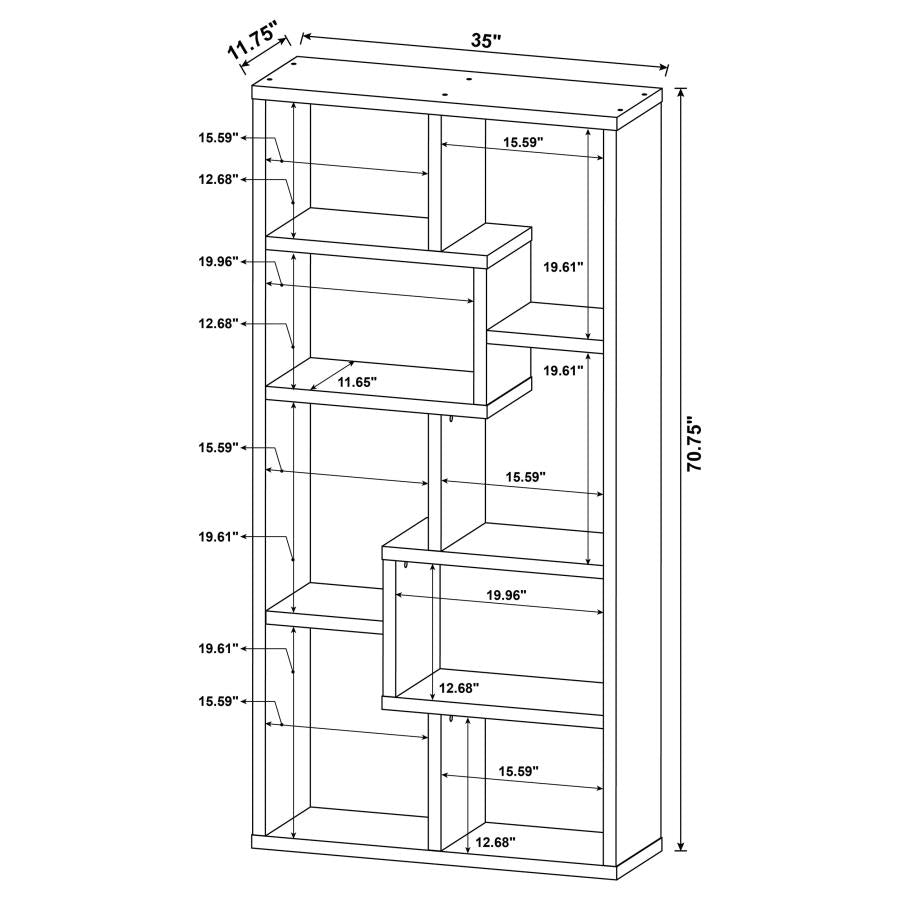 Theo 71-inch 6-shelf Bookshelf Cappuccino-11