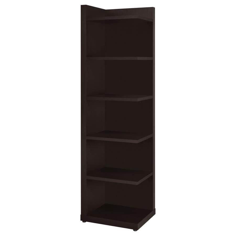 Alder 71-inch 6-shelf Corner Bookcase Cappuccino-1