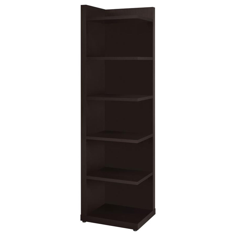Alder 71-inch 6-shelf Corner Bookcase Cappuccino-zoom-